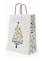 25 Li 25x31 cm Büküm saplı Yılbaşı Ağaçlı Kağıt Çanta-Poşet