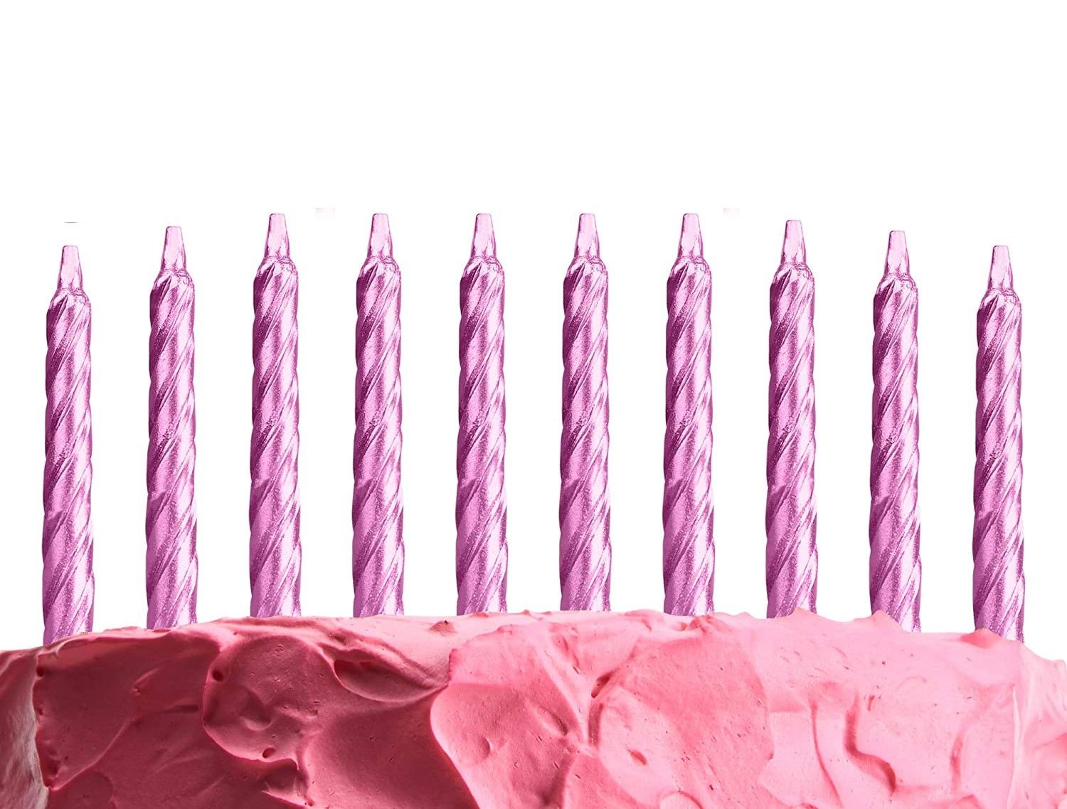 Rose Pembe Renk Doğum Günü Evlilik Yıldönümü Pasta Mumları 10 Adet