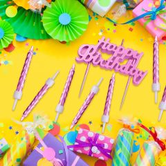 Rose Pembe Renk Doğum Günü Evlilik Yıldönümü Pasta Mumları 10 Adet