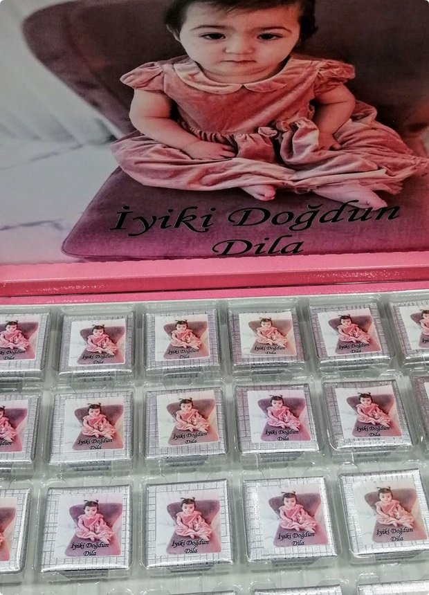 48 li Doğum Günü Resim Baskılı Kutulu Çikolata