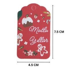 50 Li Yılbaşı Mutlu Yıllar Yazılı Hediye Etiketi, Yeniyıl Paketleme Kartı