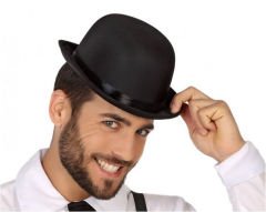 Siyah Renk Saten Kaplama Charlie Chaplin Melon Şapka