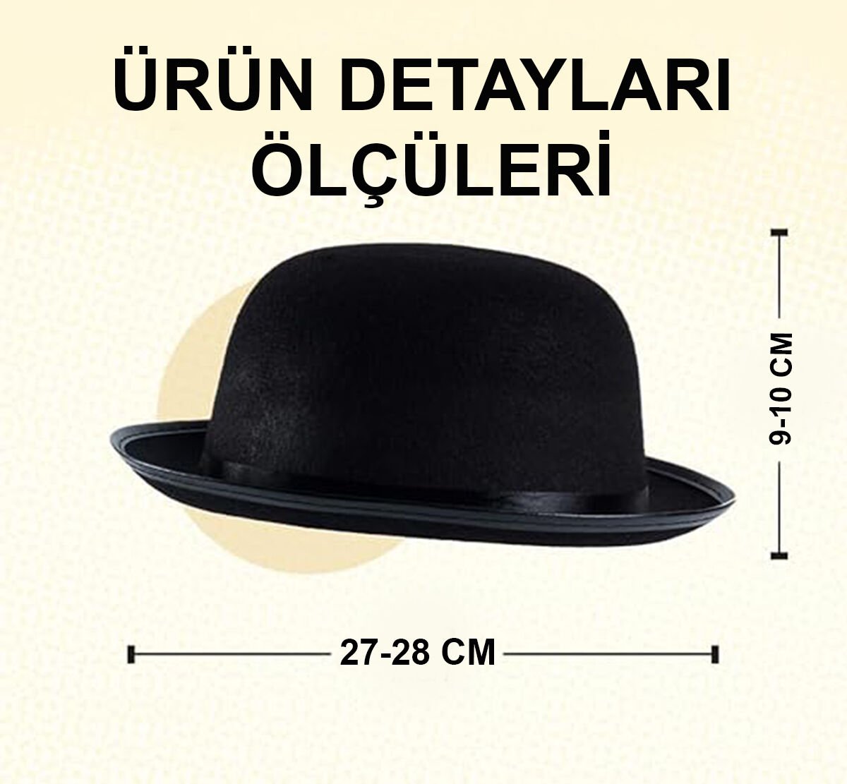 Charlie Chaplin Stil Yetişkin Şapkası – Siyah Melon Parti Şapkası