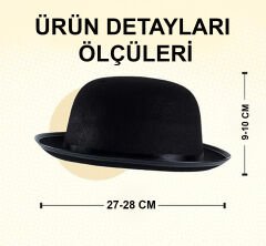 Charlie Chaplin Stil Yetişkin Şapkası – Siyah Melon Parti Şapkası