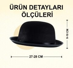 Charlie Chaplin Stil Çocuk Şapkası – Siyah Melon Parti Şapkası
