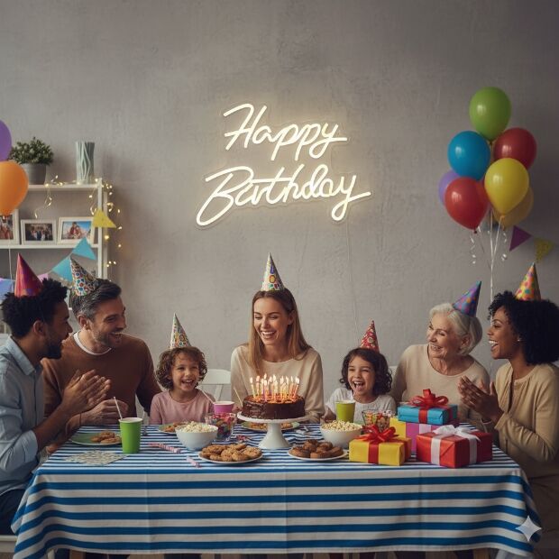 HAPPY BIRTHDAY Yazılı Neon Led Işık