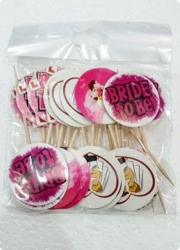 20 li Bride To Be Süsleme Kürdanı (Cupcake - Muffin -kek dekoratif kürdan)
