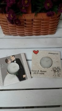 Taş Zemine Kişiye Özel Baskılı Mumluk