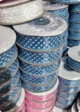 2 cm Organze puantiyeli Kurdela (Tekli)