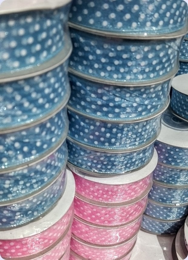 2 cm Organze puantiyeli Kurdela (Tekli)