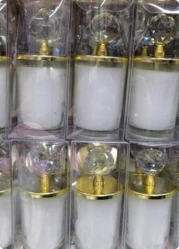 Asetat Kutusunda Kristal Tepelikli İçi Mumlu Cam Bardak Mum Altın - 10 Adet / Paket