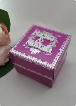 20 li 8x8x6 Cm Varak Baskılı Karton Fuşya Kutu
