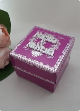 20 li 8x8x6 Cm Varak Baskılı Karton Fuşya Kutu