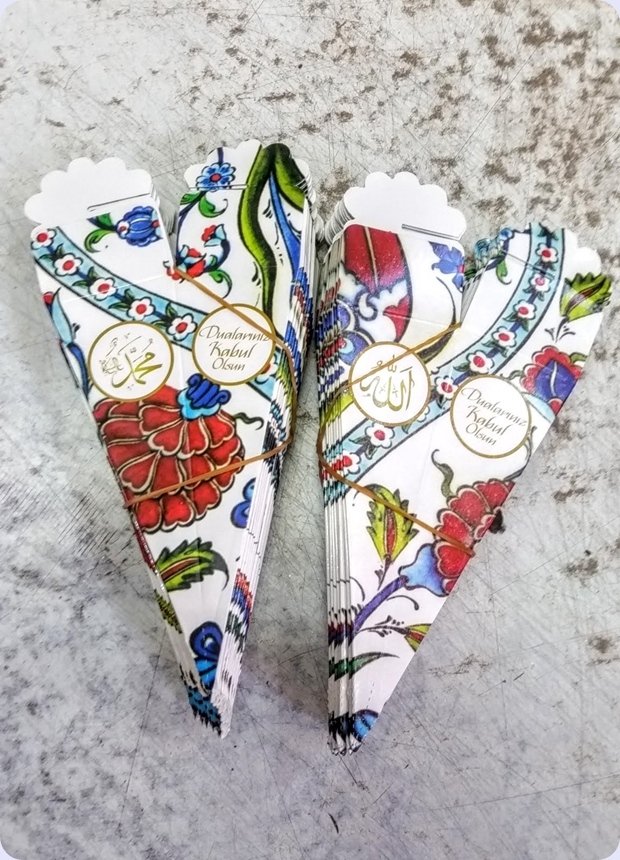 Karton Mini Çini Desenli Mevlüt Külahı