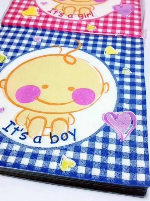 Yeni Doğan İt's a Boy-Girl Bebek Baskılı peçete