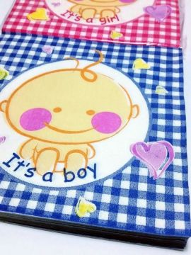 Yeni Doğan İt's a Boy-Girl Bebek Baskılı peçete