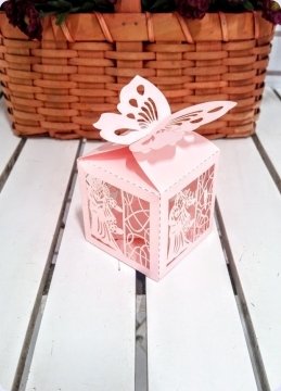 12 li Dijital / Lazer Kesim Gelin Damat Kelebekli Kutu