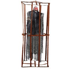 Ürpertici Scary Halloween Sesli Hareketli Sensörlü Siyah Kuru Kafa Dekor 90 cm