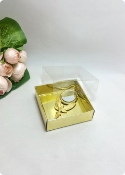 50 li 9x9x3 cm (Altın) Altı Karton Asetat Kapaklı Kutu