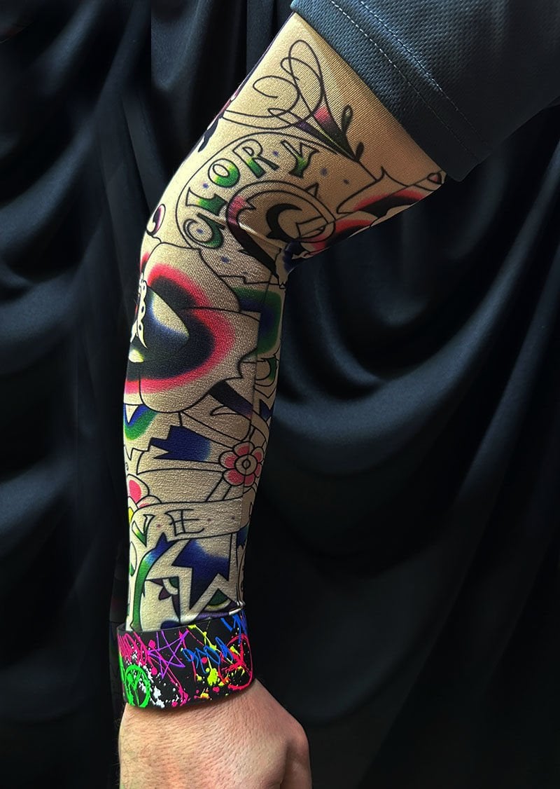 Giyilebilir Kol Dövmesi Çorap Dövme 3D Baskılı Kol Bacak Dövme 2 Adet Model