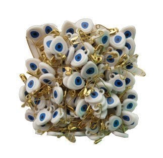 100 lü Büyük Kalpli Çengelli İğneli Nazar Boncuğu