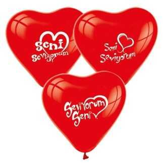 BALON 1+1 SENİ SEVİYORUM KALP KIRMIZI P100
