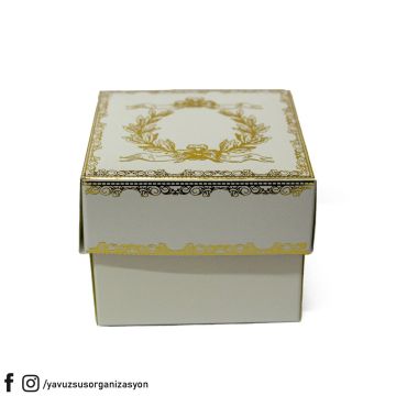 Yaldızlı Karton Kutu (8x8x6 cm 25 adet) BEYAZ