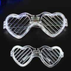 Beyaz LED Işıklı Kalp Gözlük – 3 Modlu Parti & Glow Gözlüğü