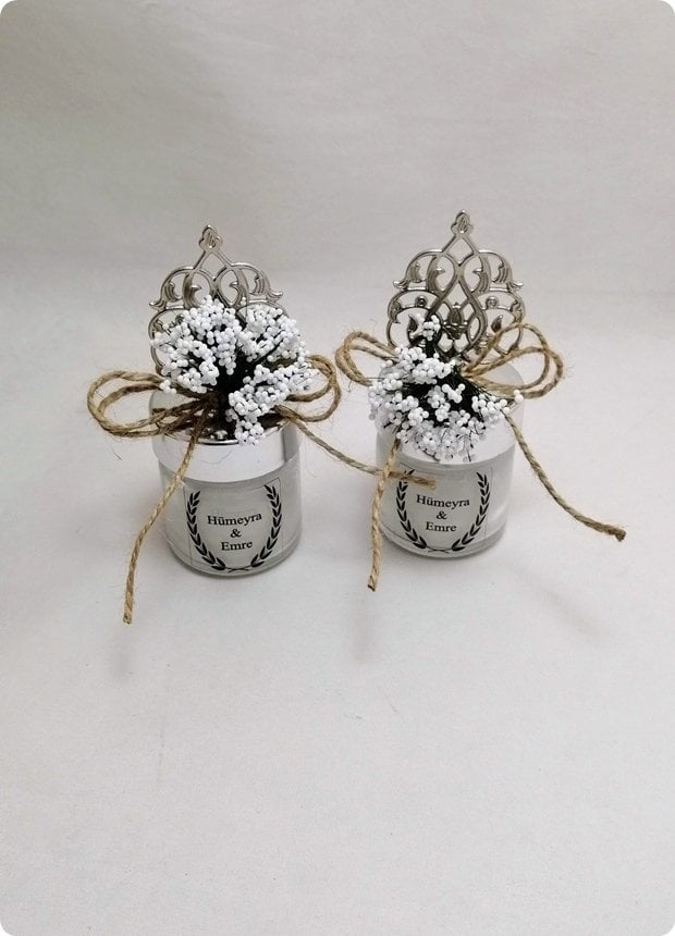 Süslü Güneş Tepelikli Mumlu Cam 40 cc Kavanoz Altın - 100 Adet / Paket