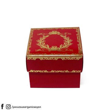 Yaldızlı Karton Kutu (8x8x6 cm 25 adet) KIRMIZI