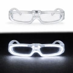 Beyaz LED Işıklı Parti Gözlüğü 3 Modlu – Glow & Gece Eğlence Gözlüğü