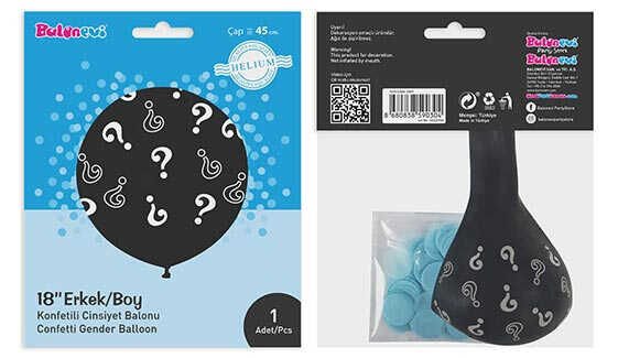 BALON CİNSİYET BELİRLEME 18 İNC KONFETİLİ MAVİ
