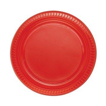 Kırmızı Plastik Tabak 22 cm 25li