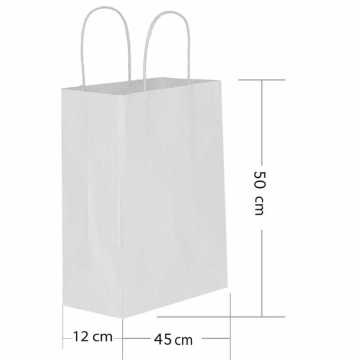 24 Lu 45x50 cm Büküm saplı Kağıt Beyaz Çanta-Poşet
