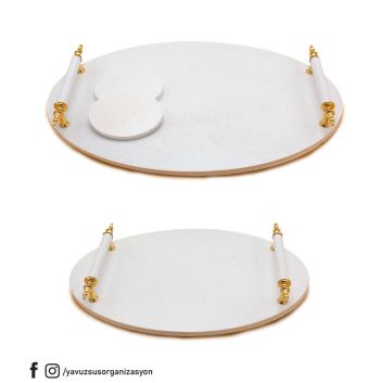 Beyaz Oval İkili Tepsi Seti GUMUS