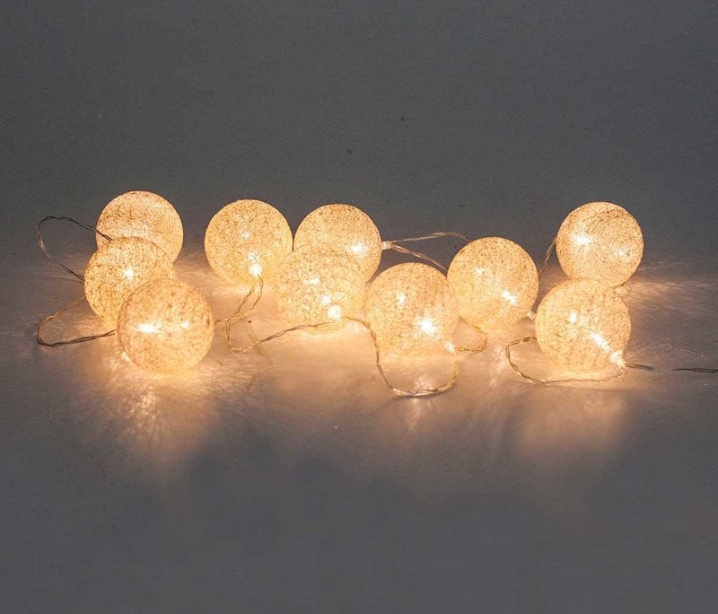 10'lu Altın Sarısı Işıklı Top Dekoratif Süs MH3