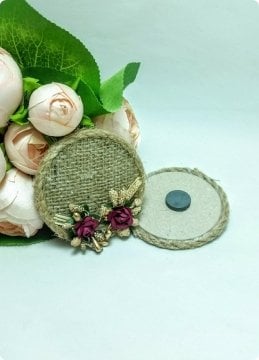 100 Lü Çiçekli Yuvarlak Çuval Magnet / Boş  (Söz, Nişan, Nikah, Şekeri)