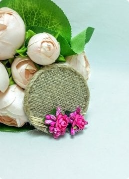 100 Lü Çiçekli Yuvarlak Çuval Magnet / Boş  (Söz, Nişan, Nikah, Şekeri)