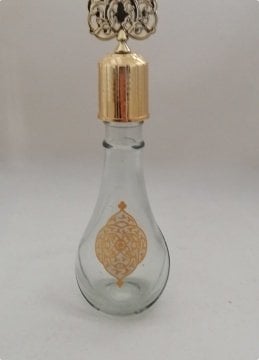 12 li Güneş Tepelikli Kilim Desenli İksir Cam Kolonya Şişesi