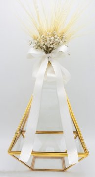 Süslü Cipsolu Başaklı Teraryum / Fanus Çikolatlalık ALTIN CIKOLATALI