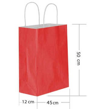 24 Lu 45x50 cm Büküm saplı kağıt Kırmızı Çanta-Poşet