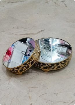 20 cm Yapraklı yuvarlak sunum tepsi / yükselti