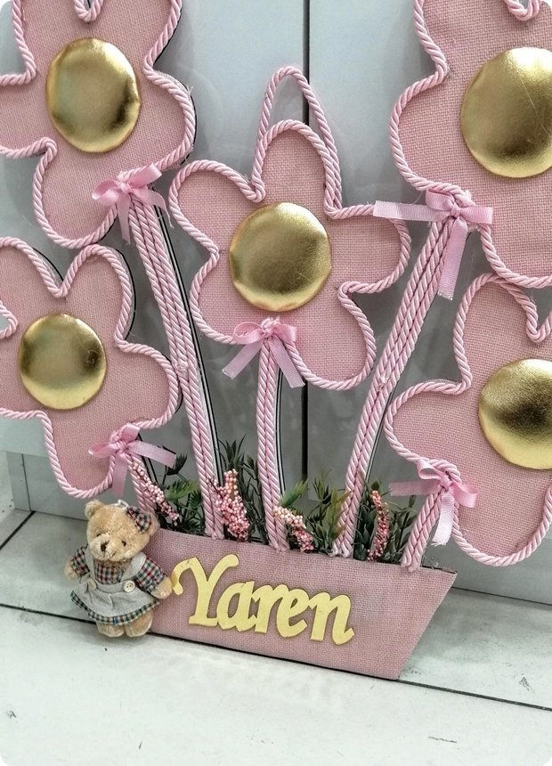Işıklı papatya kapı süsü PEMBE
