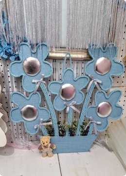 Işıklı papatya kapı süsü PEMBE