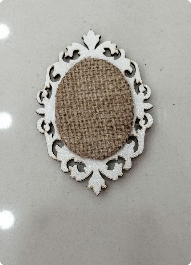 Ahşap çuval mıknatıslı süs (Kenarı desenli)