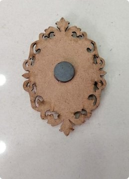 Ahşap çuval mıknatıslı süs (Kenarı desenli)