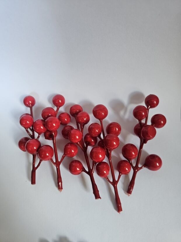 10 demet 7 Toplu Stick kokina Kırmızı Yılbaşı Dalı