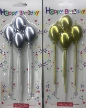 4 lü Uzun çubuklu BALON ŞEKLİNDE pasta mumu