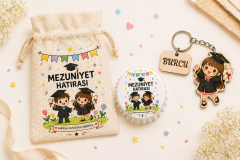 20 li Set Mezuniyet kese & anahtarlık & açacak  hediyelik KIZ