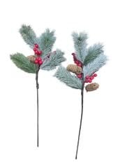 Karlı Çam kozalaklı Narlı uzun Stick Yılbaşı Dalı